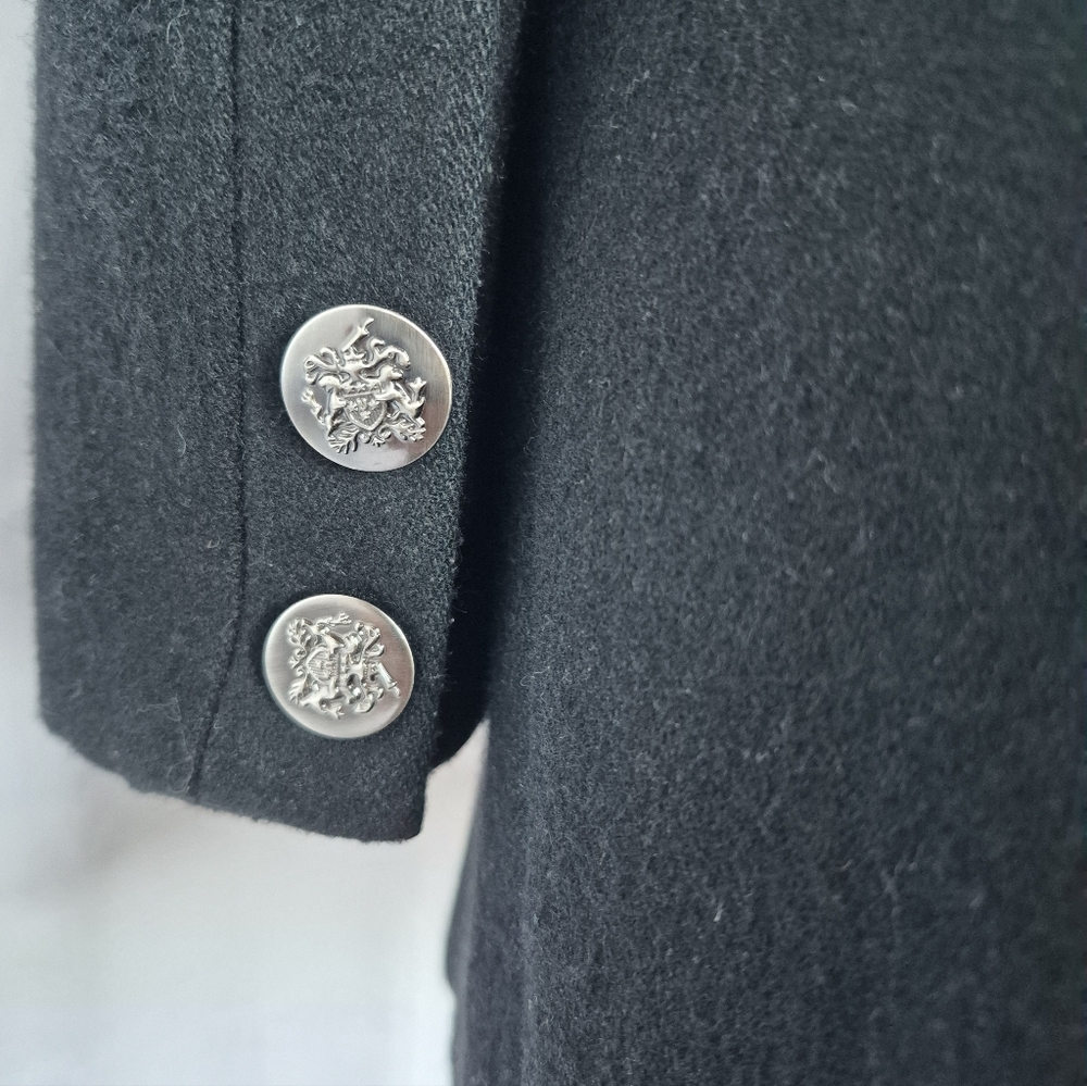 Vintage Guess Black Wool Pea Coat Womens Small Classic Minimalist Clean Girl - Picture 13 of 16